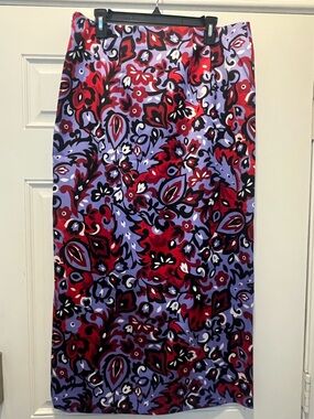 Ann Taylor Red, Purple & Black Floral Maxi Skirt